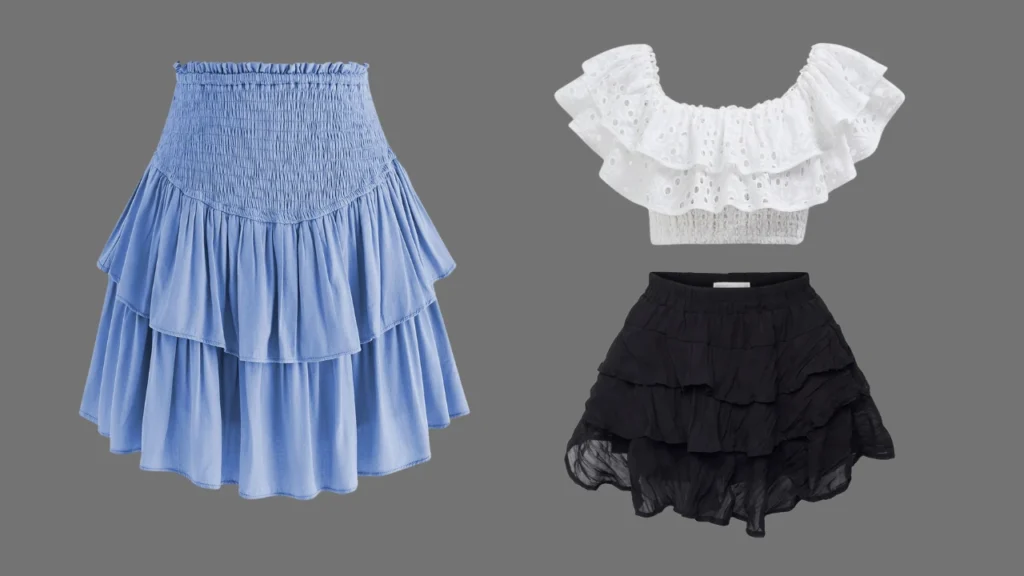 Two pictures merged of Ruffle Mini Skirt