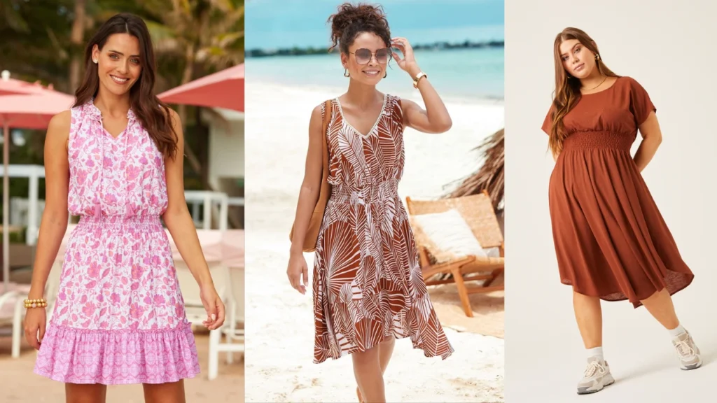 three girls wearing Smocked Waist Dress