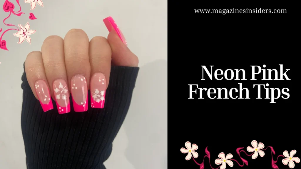 Neon Pink French Tips Nails Designs 