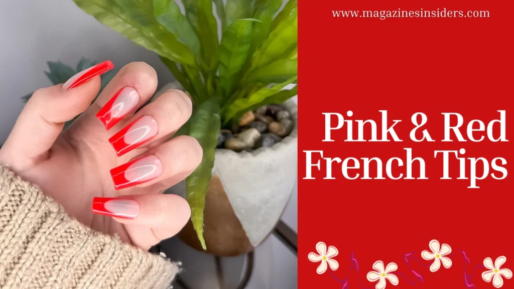 Pink & Red French Tips Nail Design